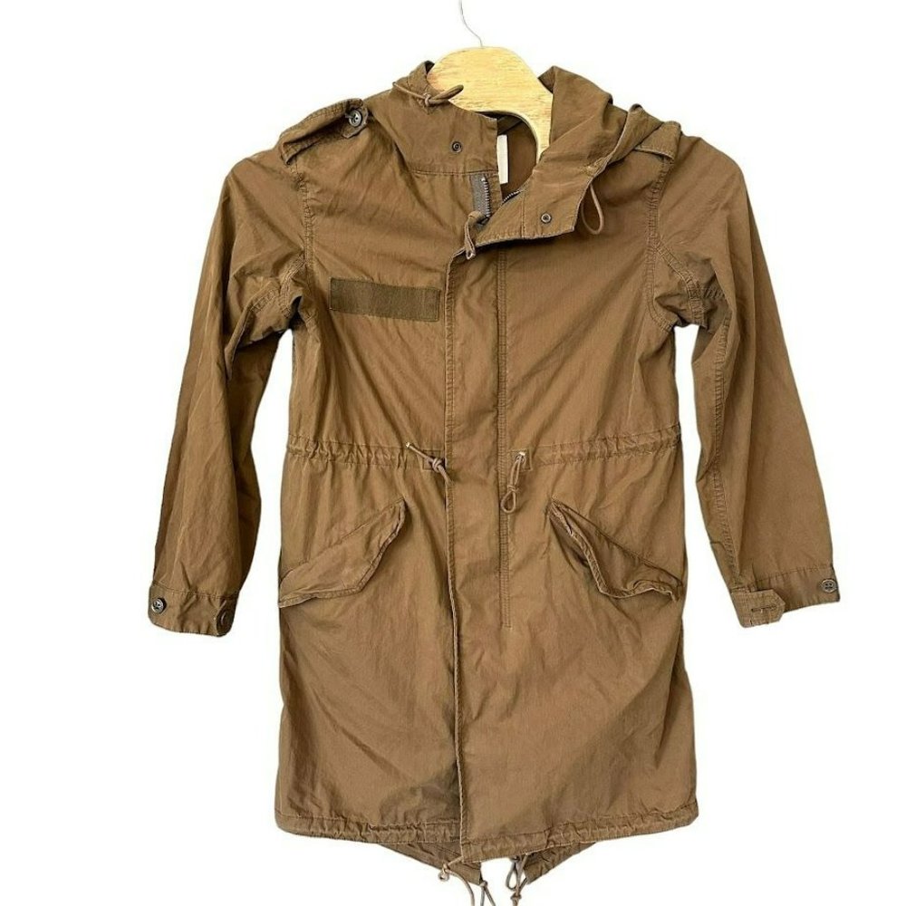 Aritzia Golden by TNA Brown Tie Waist Long Military‎ Utility Jacket Womens S